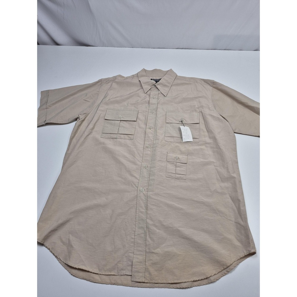 VTG Report Collection Shirt Mens 2XL Silver S/S Button Up Utility Pockets